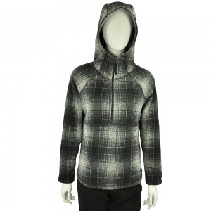 BLACK AND WHITE CHECKED HOODED JACKET